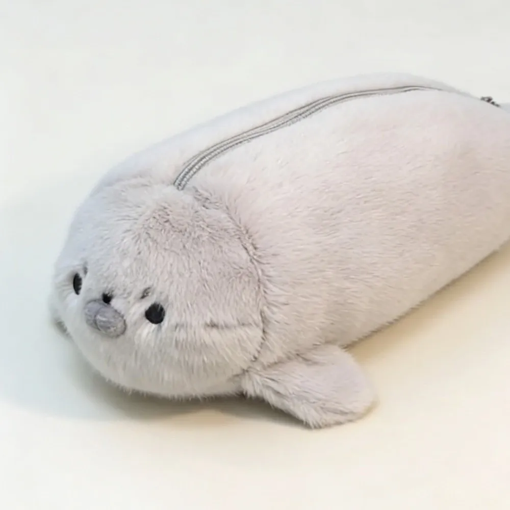 Large Capacity Little Seal Pencil Case Animal Material Seal Pen Pouch Simulation Texture Kawaii Style Stationery Storage Bag