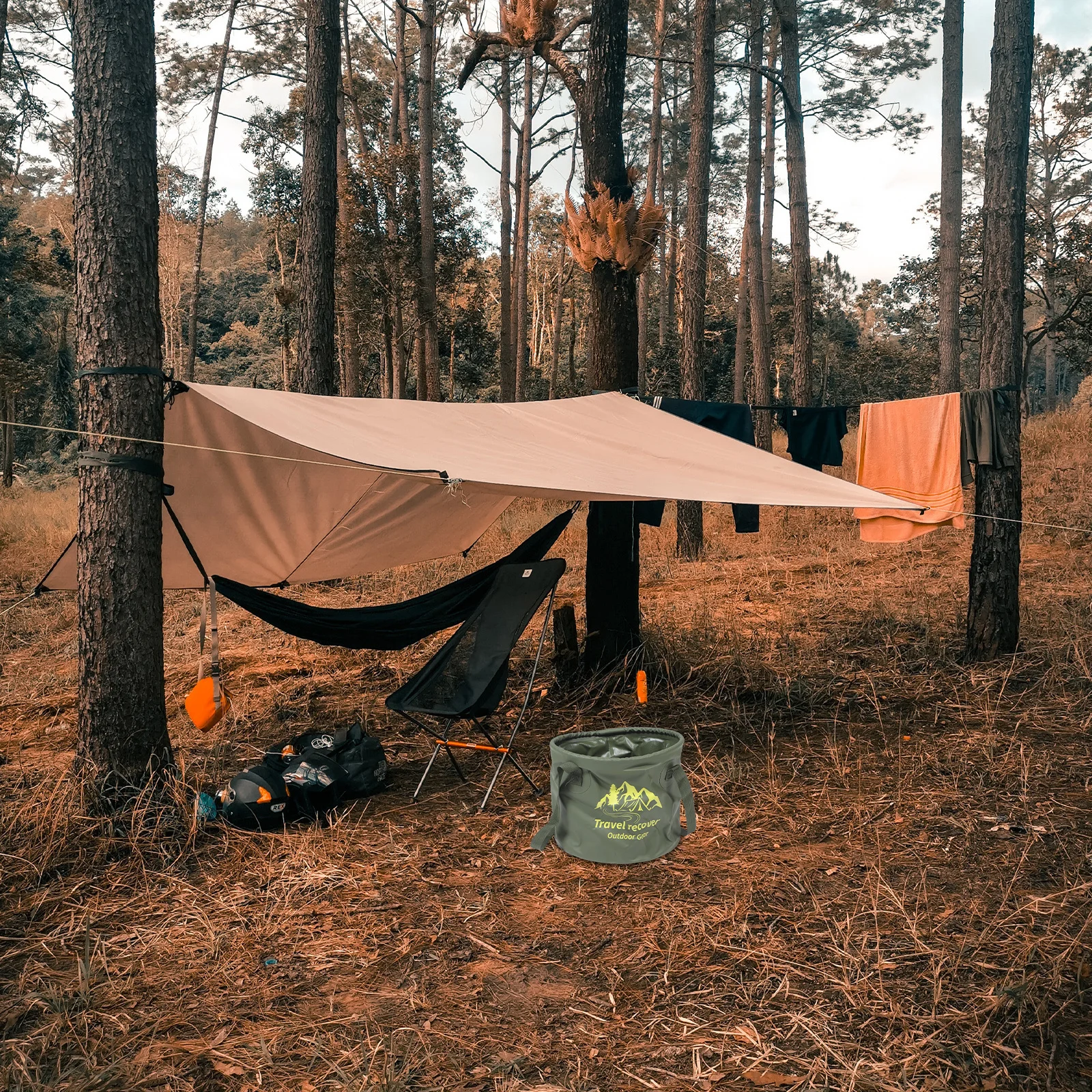 

Portable Folding Wash Basin Outdoor Collapsible Bucket Lightweight Waterproof Camping Fishing Boating Accessory