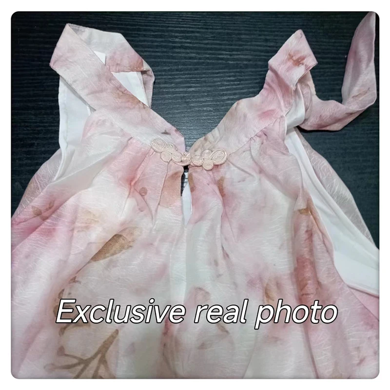 O-Neck Elegant Women Summer Loose Dress Vacation Pink Floral Fairy Lolita Dresses Popular Bow Long Grunge Sleeveless Robe 2024