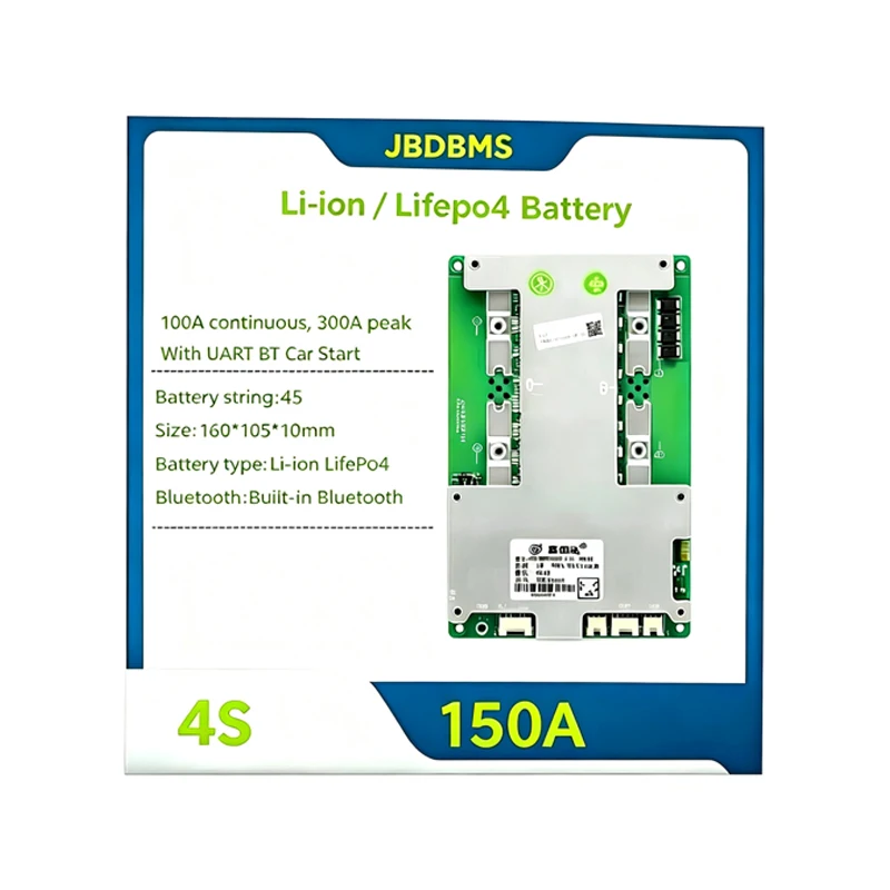 JBD 4S Smart BMS 12V LifePo4 150A  Built-in BT Lithium Battery Management System with UART Heating Series Function for E-bike