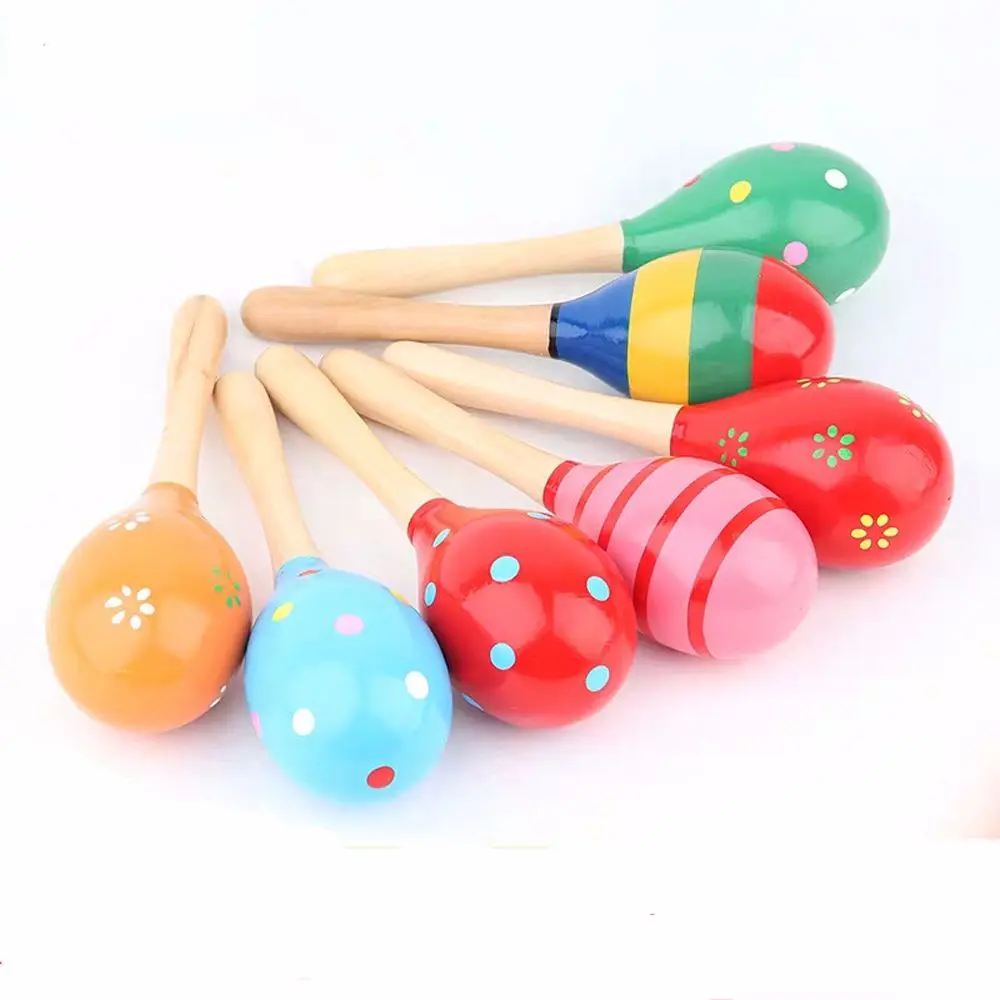 High quality Wooden Toy Infant Toddlers Toy Wooden Maraca Rattles Wood Sand Hammer Baby Rattle Kids Musical Toy