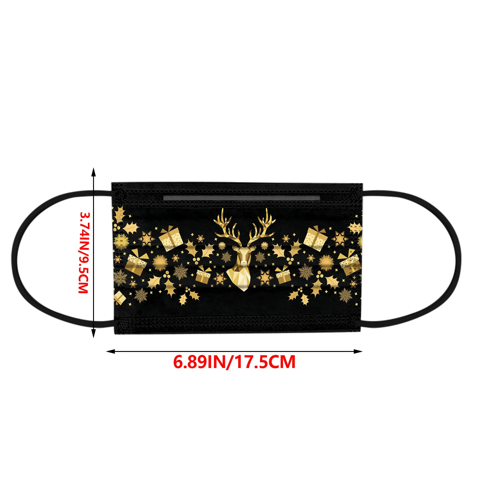 50 قطعة من قناع عيد الميلاد المطبوع على شكل ندفة الثلج للاستعمال مرة واحدة للبالغين، قناع عيد الميلاد الذهبي، قناع تزيين حفلات عيد الميلاد المجيد #6
