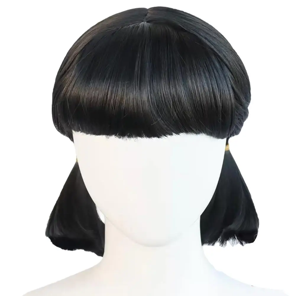 جديلة مزدوجة للفتيات شعر مستعار اصطناعي للعب الأدوار، شعر مستعار كوسبلاي ذيل حصان مزدوج مع غرة مستقيمة للأطفال، دعامة أزياء الهالوين #6