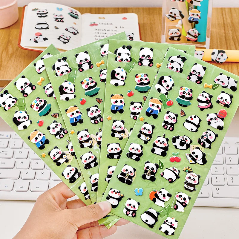 Office School Supplies Panda Bubble Stickers for Children and Girls To Paste Small Decorative Patterns Handbook Material Kawai