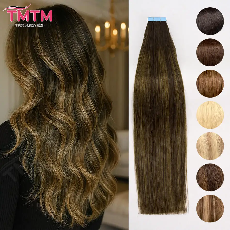 

Brazilian Straight Tape In Hair Extension 100% Real Remy Human Hair Extension Skin Weft Adhesive Glue On Salon Quality for Woman
