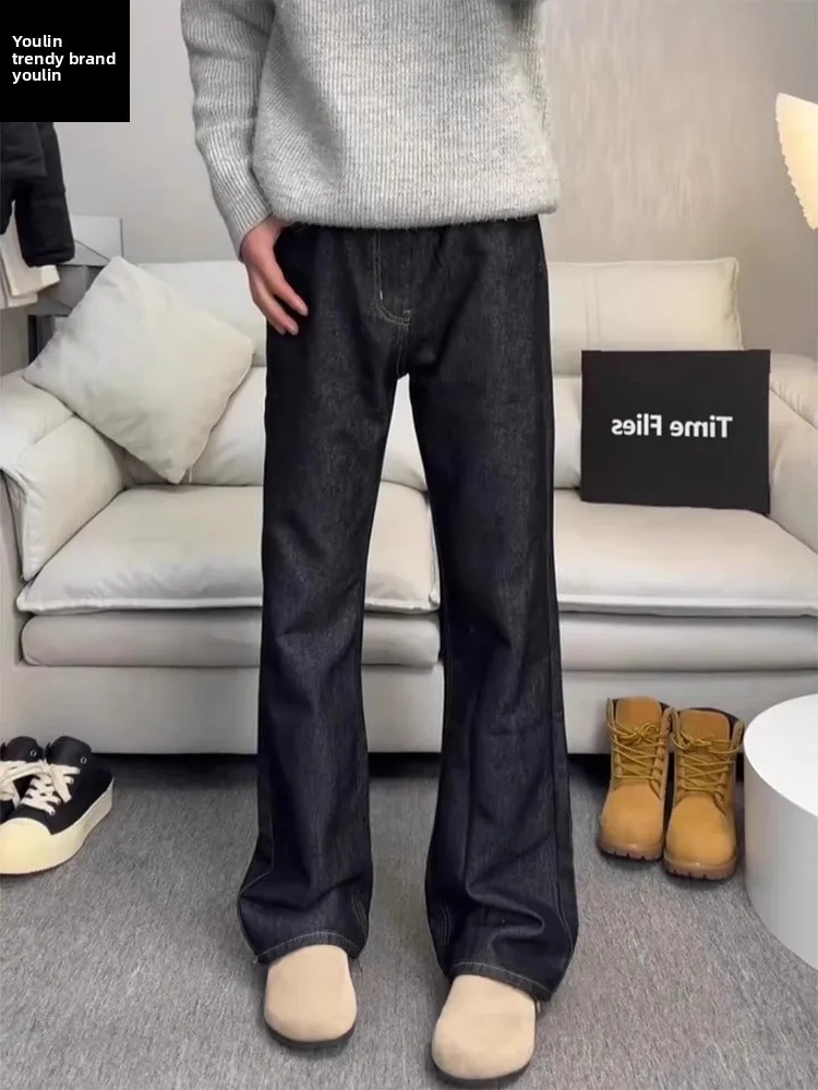 

American Sle Straight Leg Original Jeans Men's Spring CleanFit Curved Knife Pants High Street Trend Brand Lift Micro Flare ...