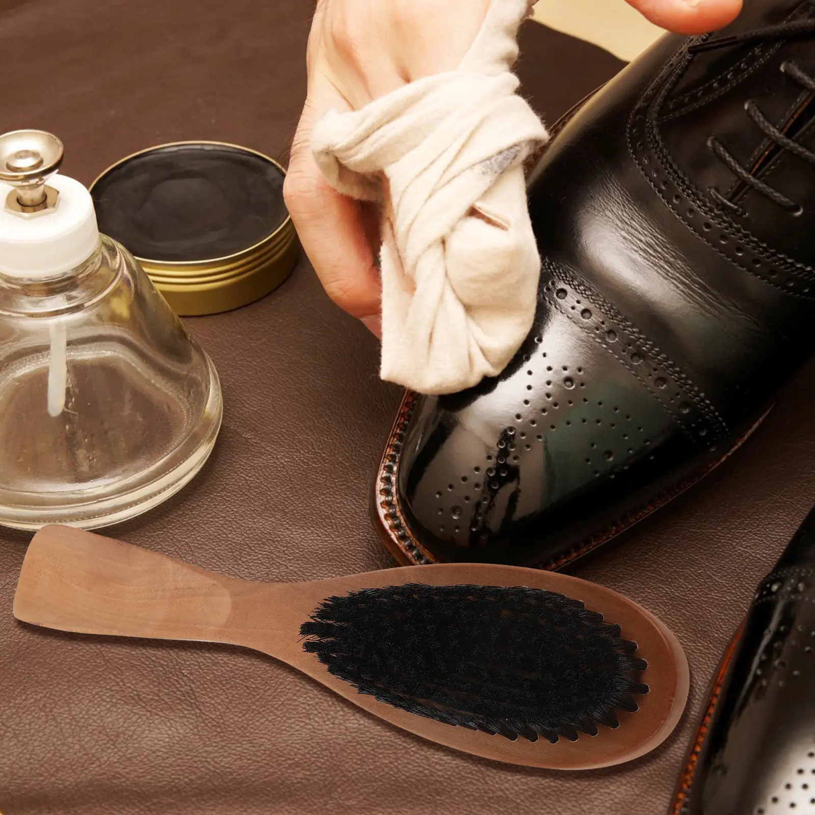 Professional Wooden Shoe Brush for Shoes Boots Furniture Car Seats Wallets Shine Polishing Buffing Cleaning Shoe