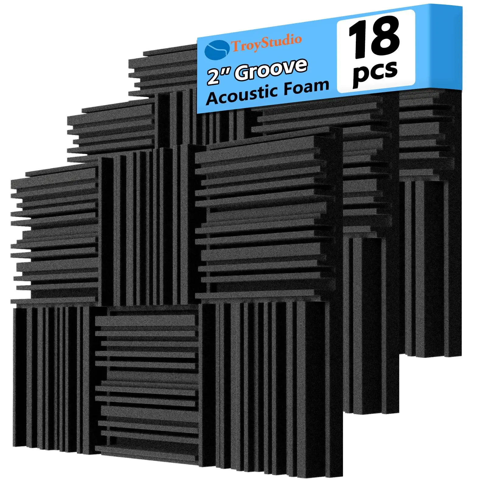 

Акустические панели из звукопоглощающей пены 12x12x2 дюйма, 18 шт., широкополосные звукопоглощающие плитки для звукоизоляции стен и потолков студий звукозаписи