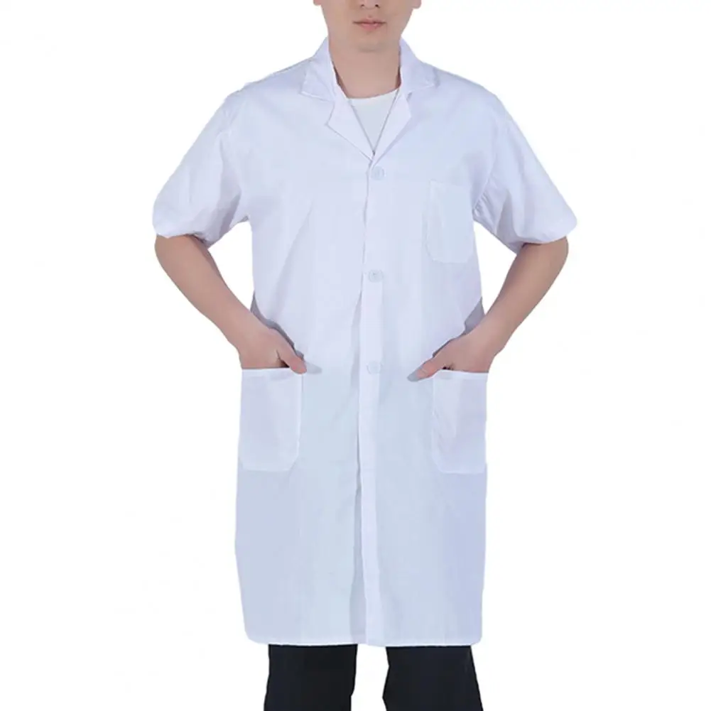 Blouse de laboratoire blanche professionnelle unisexe, revers professionnel, boutons, poches à patte, adaptée aux étudiants, nourriture de laboratoire