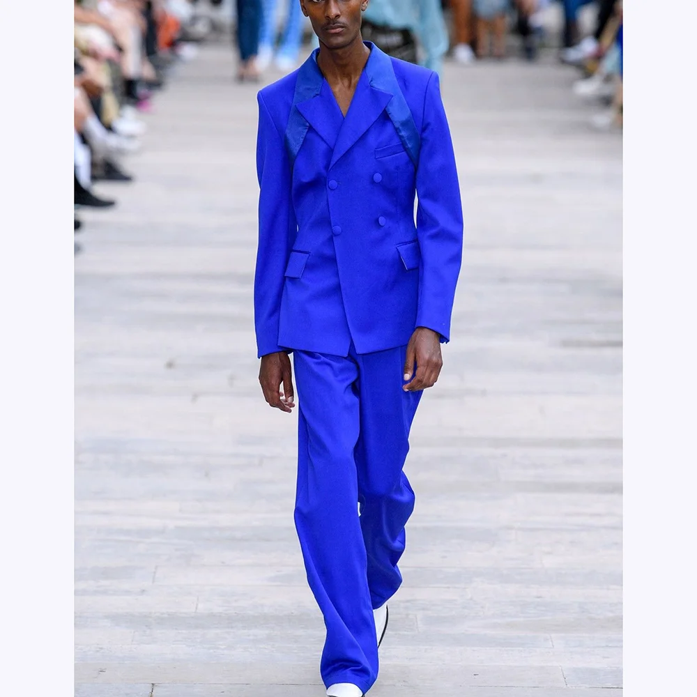 

Tailor-Made Men Suits Vintage Double Breasted Peaked Lapel Male Clothing Front Flat Straight Daily Party Office Casual Set