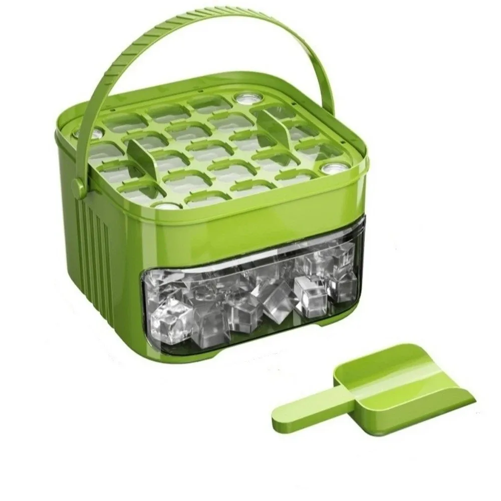 

Homemade Large Capacity Ice Cube Mold Space-Saving Reusable Ice Cube Tray With Ice Scoop Double Layer Ice Maker Freezer Storage