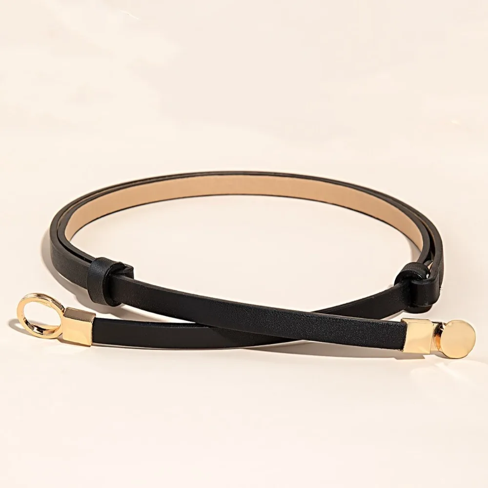 2Piece New Adjustable Womens Belt Multicolor Casual Skinny Thin Belt Faux Leather Waistband Gifts