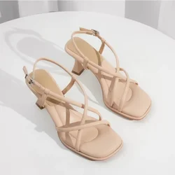 Women High Heel Sandals Comfortable Summer Casual Female Shoes Woman Square Heel Open Toe Ankle Strap Mujer Sandalias Wedge Shoe