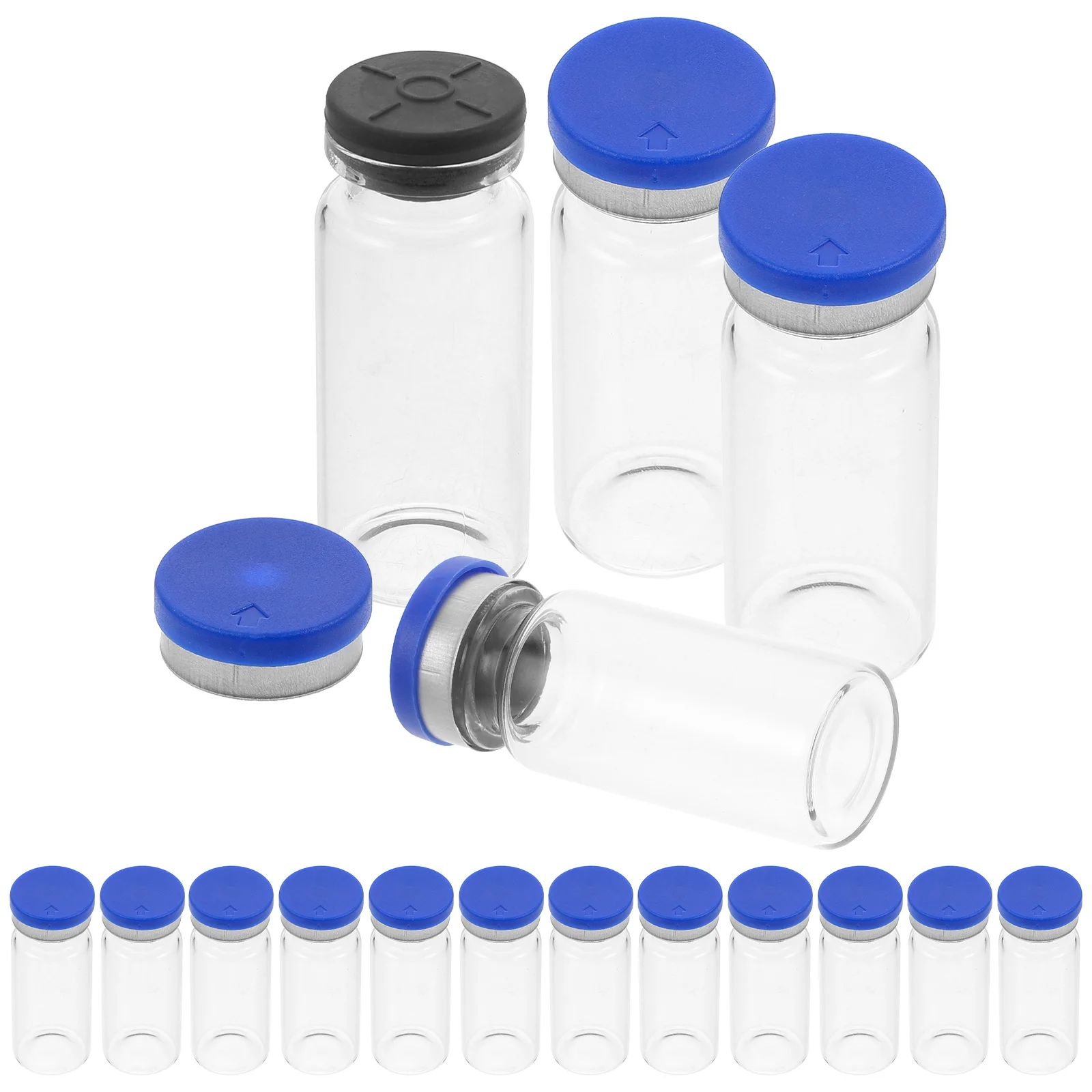 

Water Mini Glass Vials 20 Pack 10Ml Clear Headspace Caps Stoppers Flat Bottom Sample Lab Chemical Vial Transparent