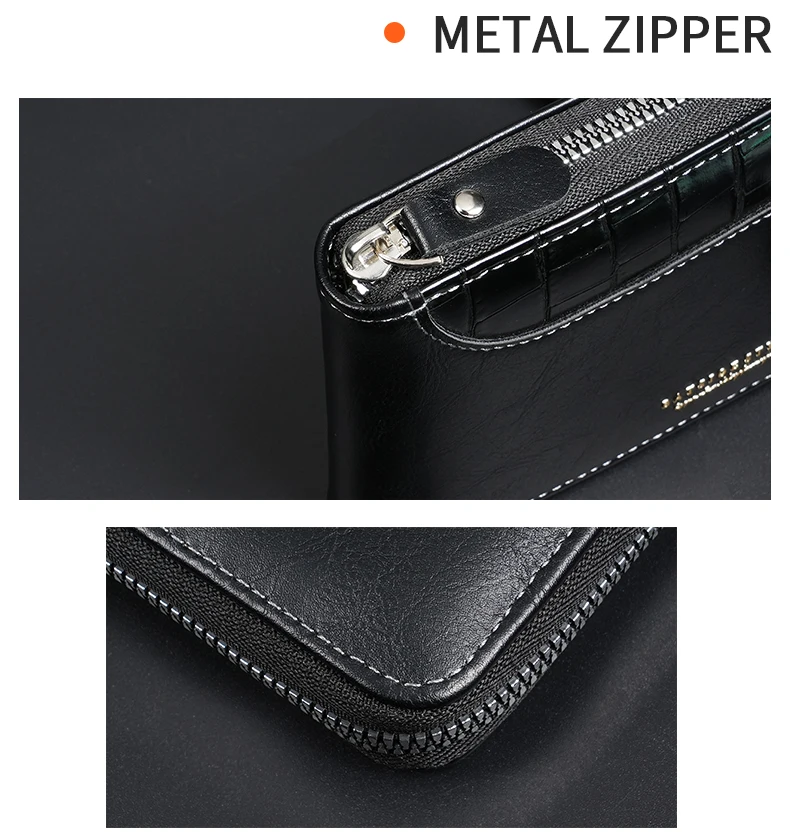 Leder-Herren-Geldbörse, luxuriöse Herren-Geldbörse, männlicher Reißverschluss, Kartenhalter mit Münzfach, RFID-Geldbörsen, Geschenke für Männer, Geldbeutel – Detail 6
