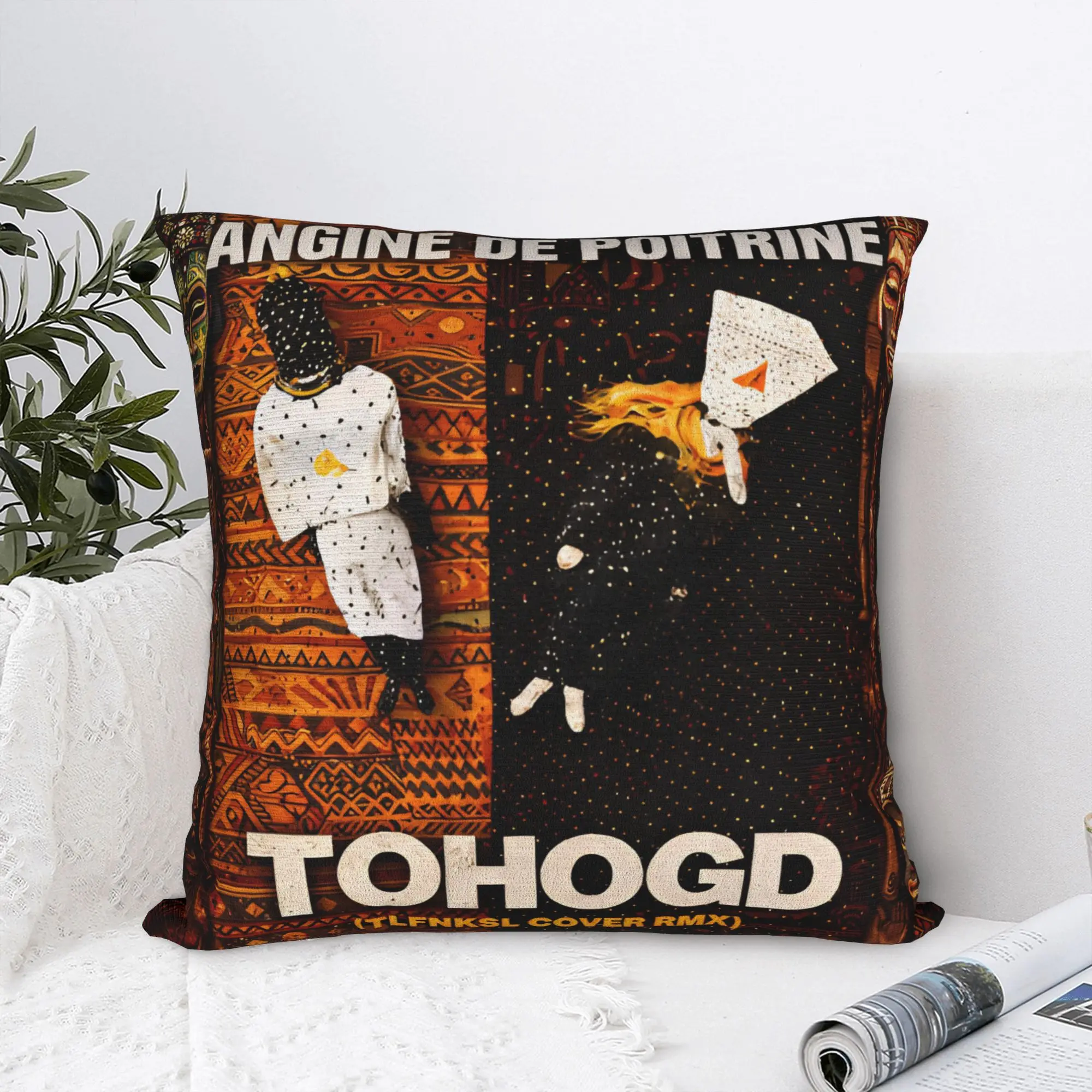 Angine De Poitrine Square Pillow Covers Polyester Car Quebec Duo Sherpa Mantra Cushion Case Cute Decor Pillowcase 45*45