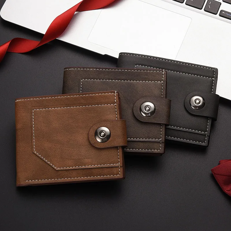 

Men Classic Vintage Short Small PU Leather Men Wallet Fashion Coin Pocket Card Holder Men Purse Simple Quality Male Wallets