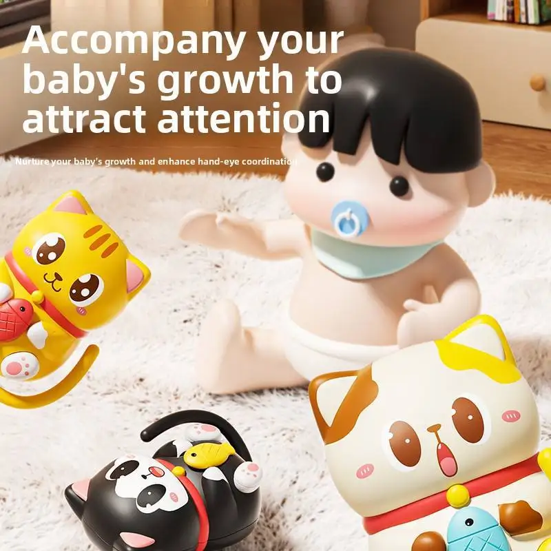 Cute Kitten Wind-up Tumbler Toys Funny Tumbling Swing Clockwork Kitten Baby Head Up Practice Interactive Educational Toys