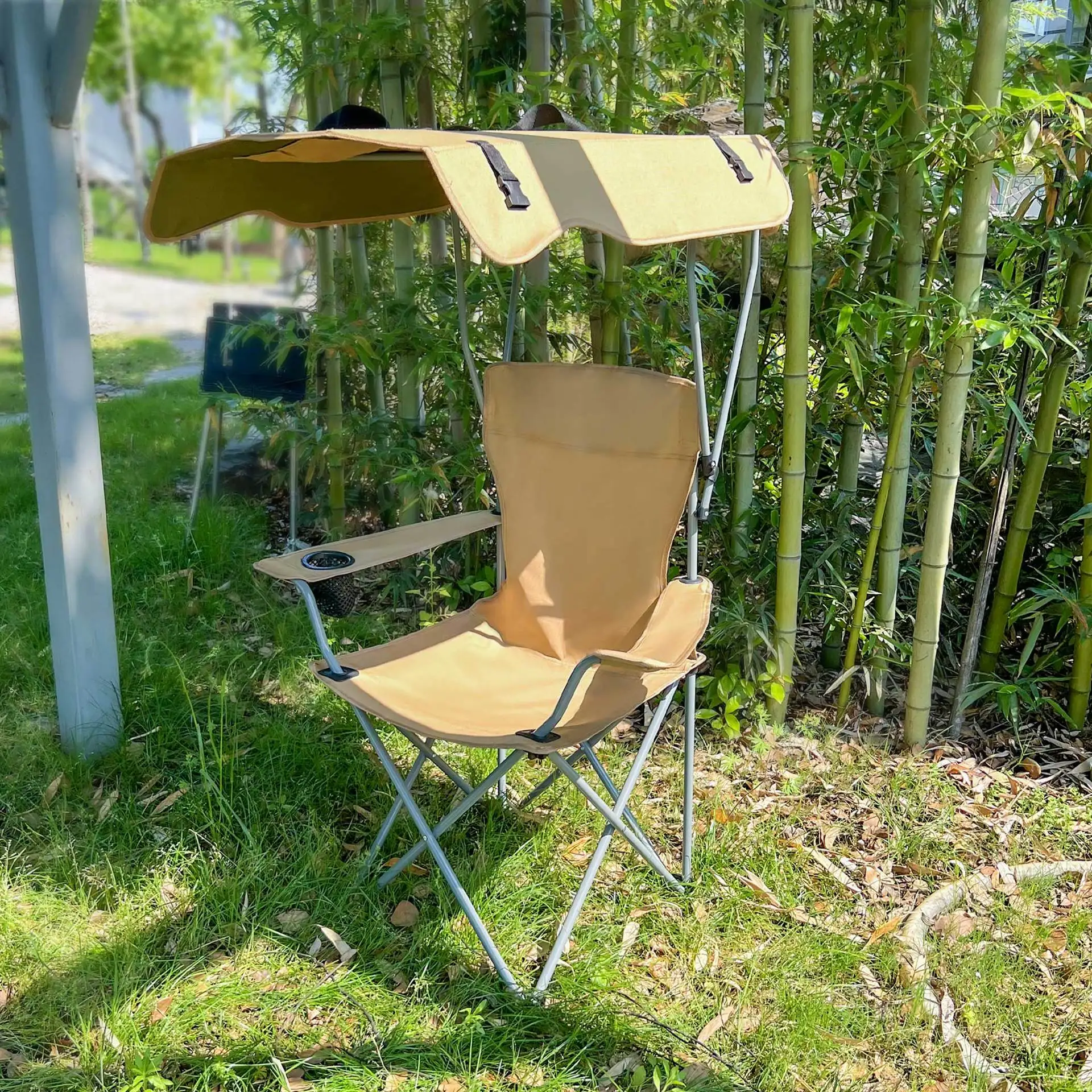 Portable Folding Chair With Canopy Shade Beach Chair Camping Chair Lawn Chair Outdoor Activities Fishing Picnic Leisure Chairs