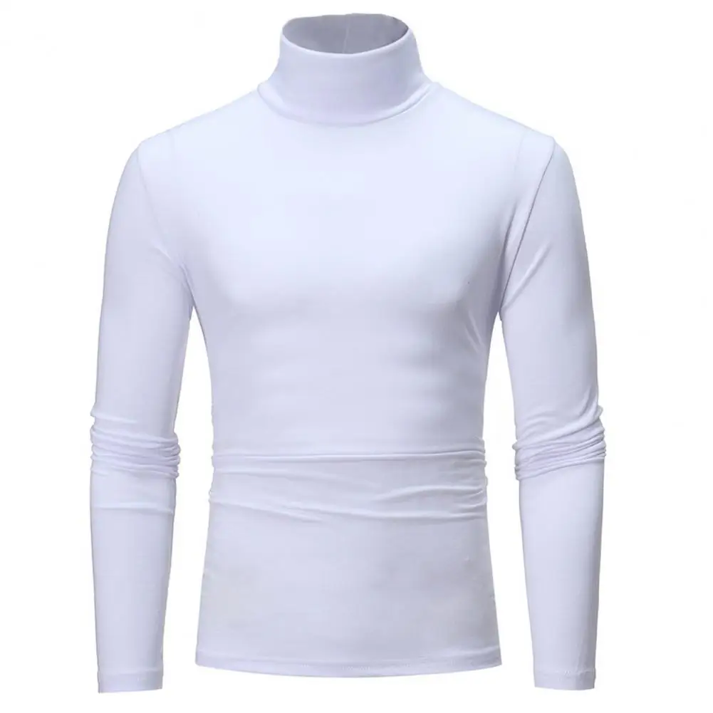 Slim Men Autumn Winter Thermal Underwear Bottoming T-shirt Turtleneck Solid Color Loose Elastic Thermal Underwear Top