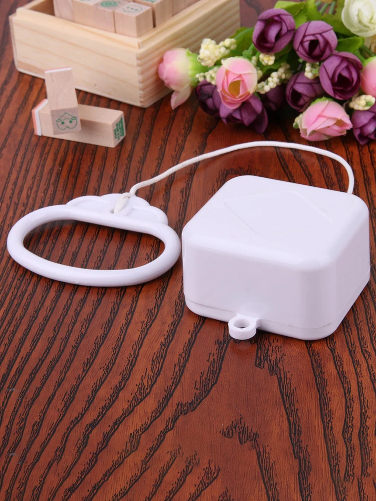 Pull String Music Box Bed Bell Rattle with Classic Lullaby Melody Mechanical Winding System Wind Up Music Box for