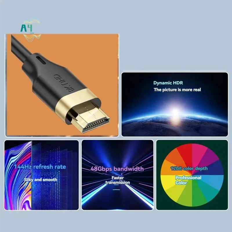 A40Z-8K HD 2.1 Cable 4K120hz 8K 60Hz 48Gbps EARC ARC HDCP Ultra High Speed HDR For RTX Video Cable Laptop Projector HD TV