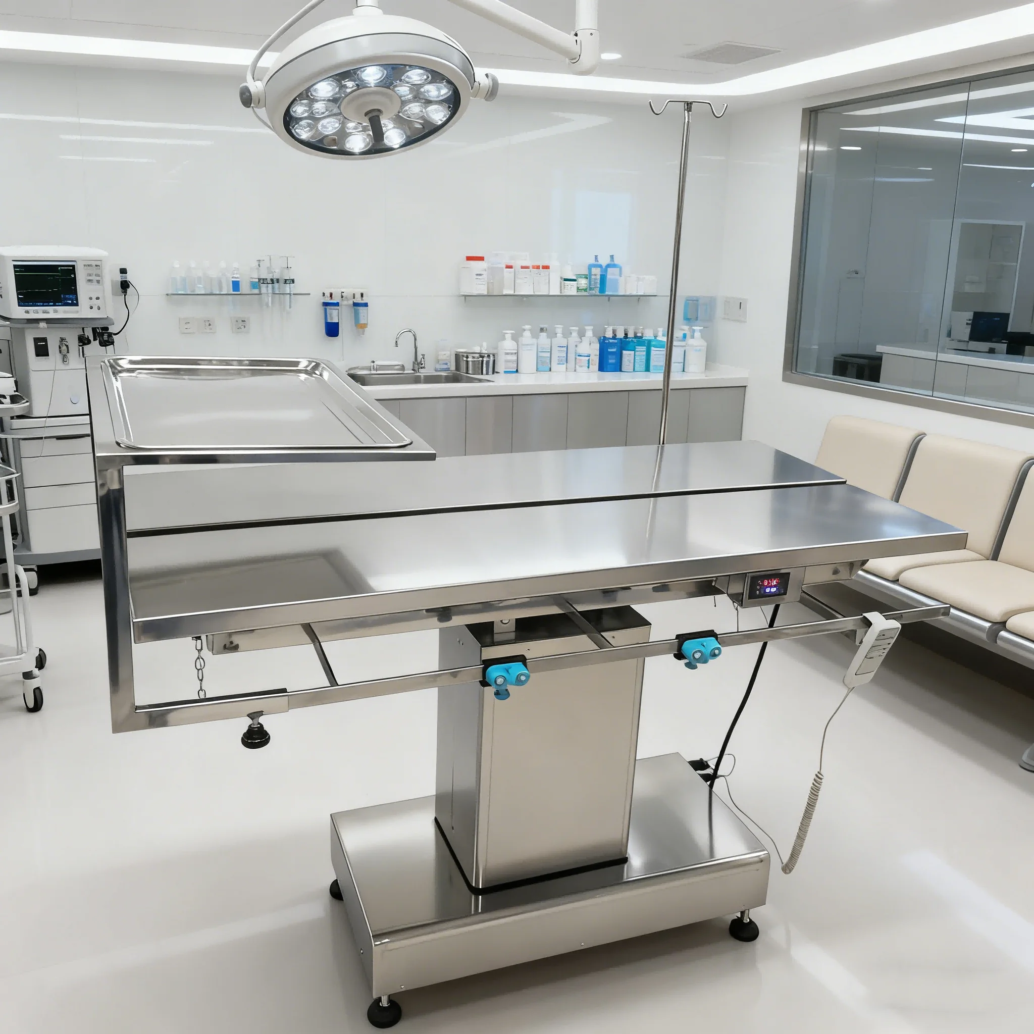Column V-shaped Operating Table, Electric Stainless Steel Veterinary Surgical Instruments for Animal Hospitals