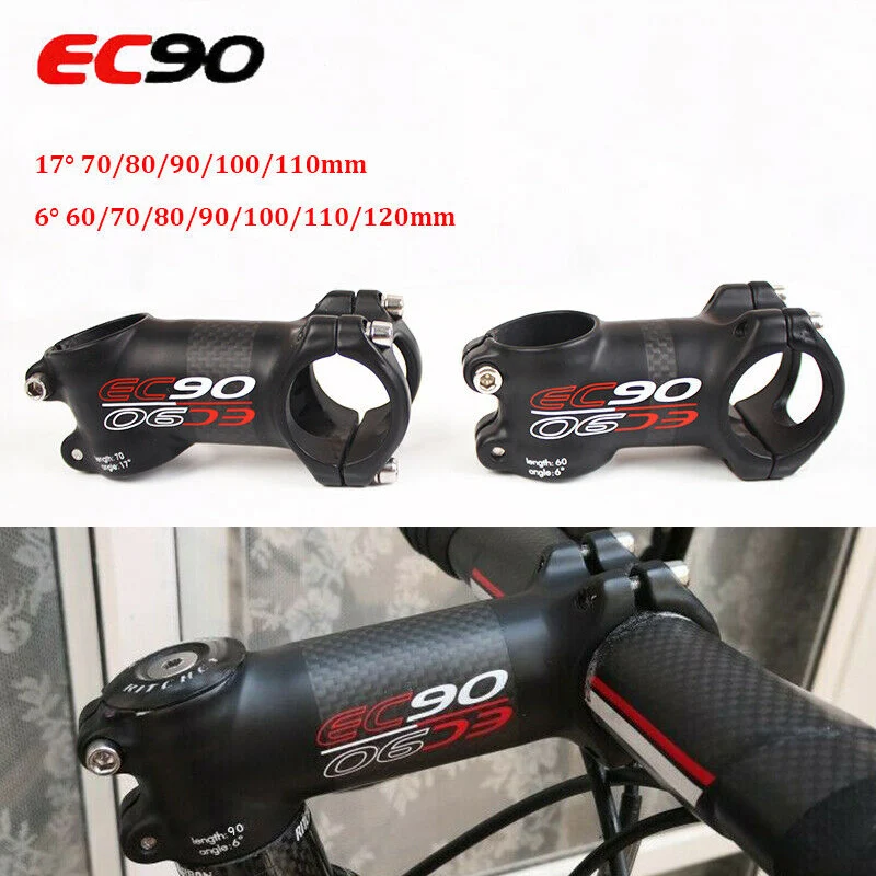 EC90 Carbon Fiber Stem 31.8mm MTB Bar Stems Road Bicycle 6/17 Degrees 60/70/80/90/100/110/120mm Handlebar Stems Bike Part