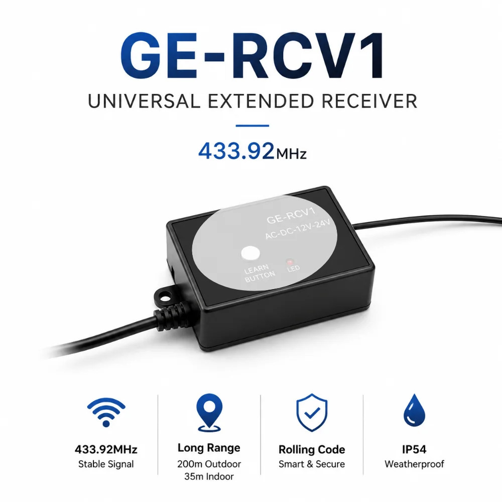 433.92MHz Wireless Remote Controller Receiver for Door Gate Opener GE-RCV1 12V-24V