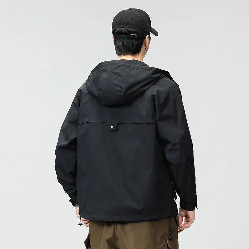 GIOIOMen's Softshell Jacket，Spring and Autumn Fashion Loose Hooded Waterproof Windproof Casual Jacket Coat，Fashion Men's Wear