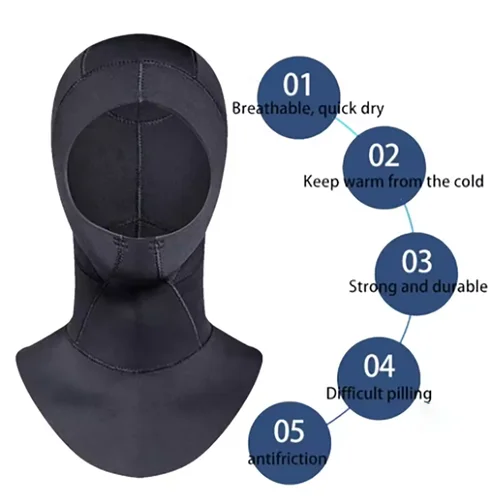 Imagen 2 del producto Gorro de buceo de neopreno con capucha de 5MM/3MM para hombre y mujer, gorro de natación grueso con hombro para buceo profundo, surf, pesca submarina, gorro de buceo antifrío