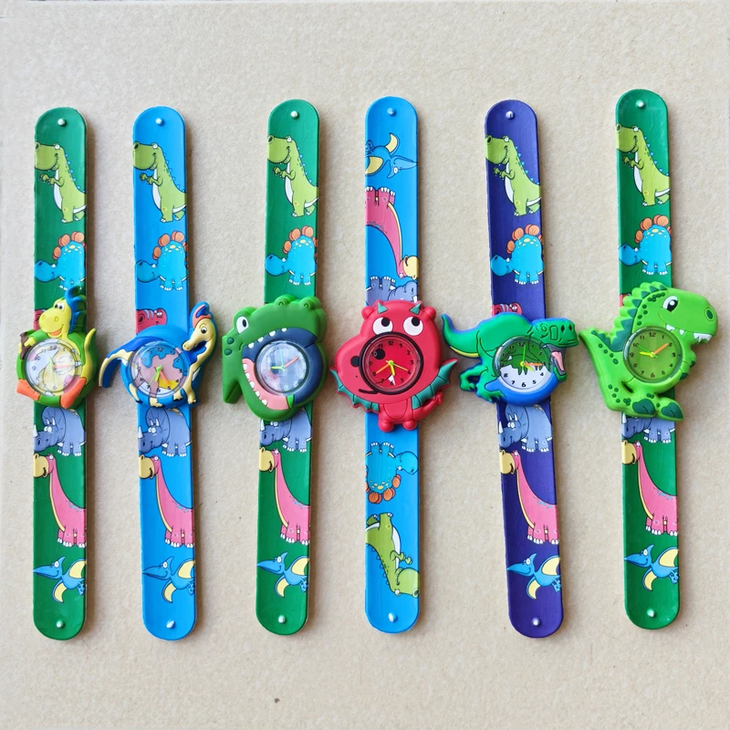 Cartoon Printed Strap Kids Watch Kindergarten Schoolchild Prize Gift Children Study Time Toy Slap Bracelet Clock Boy Girl Watch