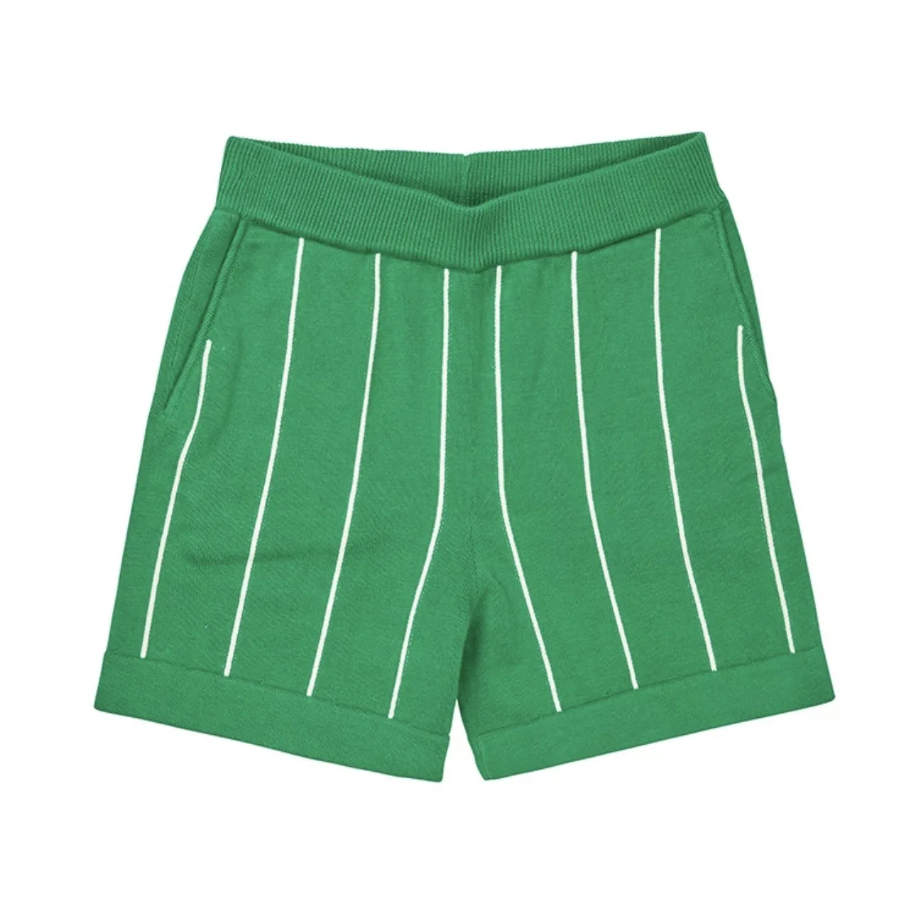 ملابس أطفال صيفية جديدة لعام 2025 شورت محبوك للأولاد والبنات غير رسمي بلون سادة مخطط FB شورت صيفي للأطفال للأولاد والبنات