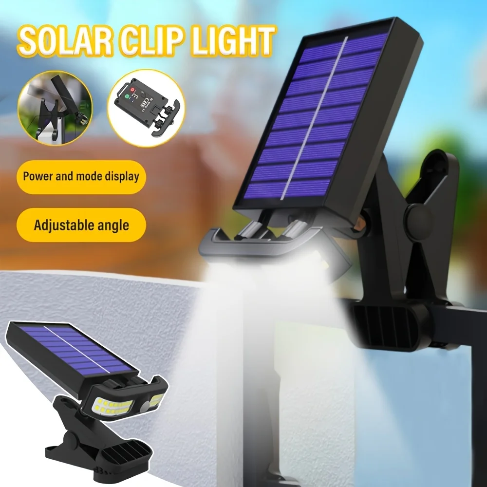 

F2 1-2PCS portable led lamps Outdoor Smart Solar Clip Light with Motion Sensor Induction Adjustable Angle and Power Mode Display