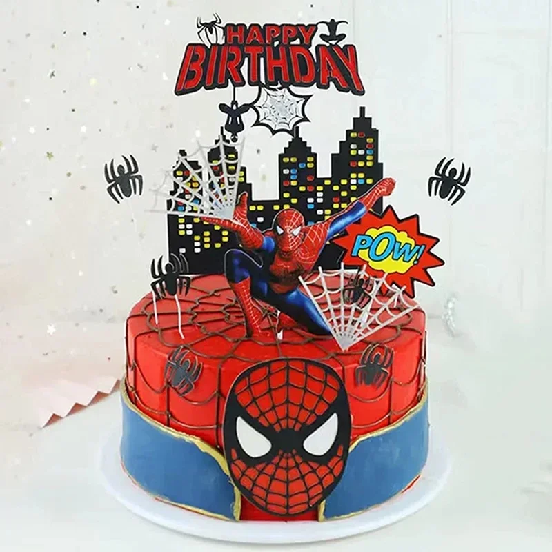 Spiderman Birthday Theme Superhero Cake Decorations Boys Cake Topppers for Kids Birthday Party Baby Shower Supplies Gifts