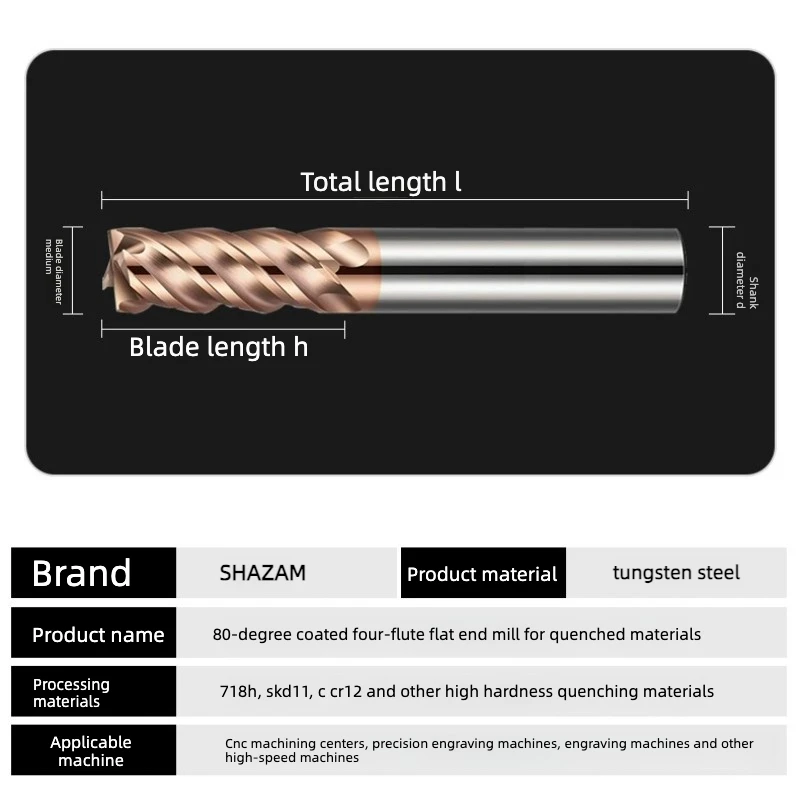 Hochhärte-Fräser HRC80 4F Hartmetall-Schaftfräser Extra Harte Flachfräser für Stahl und Edelstahl – Detail 5