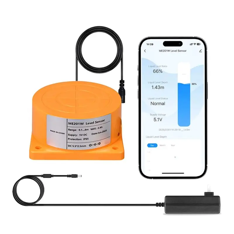Sensor Level Tangki Air/Oli Jarak Jauh, Pengontrol Deteksi Level, Aplikasi Smart Life, Real-Time, Steker US