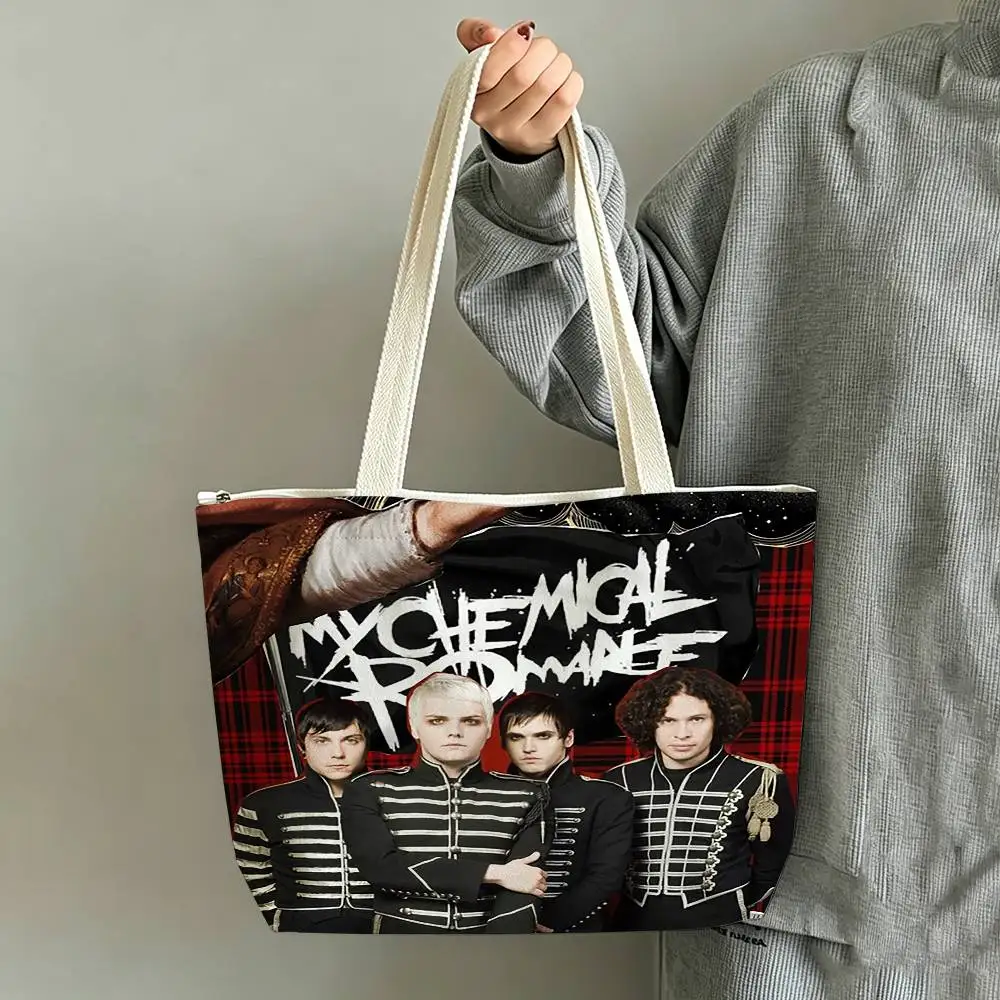 MCR Fan Icon My C-Chemical Romance Printed Canvas Tote Bag Shoulder Bag Commuter Mommy Shopping Bag