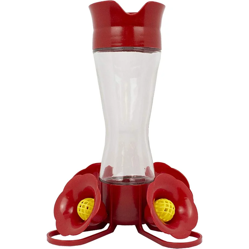 8 オンス ピンチ ウエスト ガラス ハチドリ フィーダー、レッド。新しいアップグレード