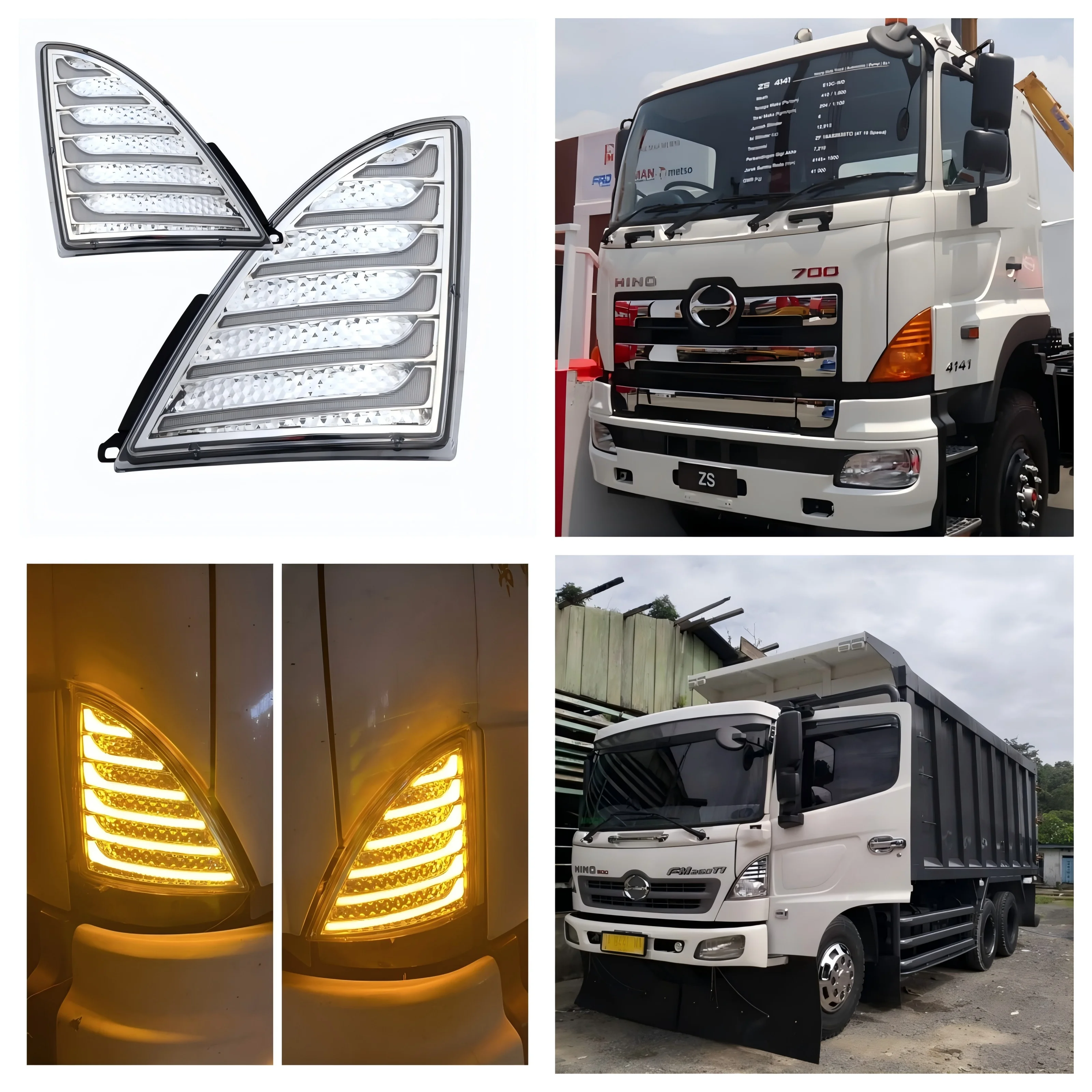 

1 пара автомобильных указателей поворота, светодиодные угловые фонари, совместимые с моделью Hino 700/500P, последовательный указатель поворота, двойной функционал