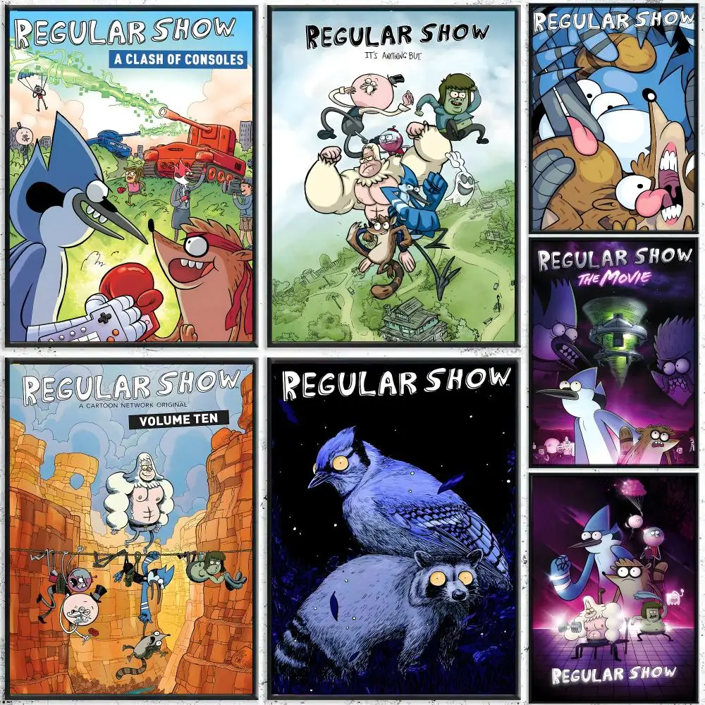 Cartoon Anime R-Regular Show Poster High-Quality Waterproof Wall Decal for Study, Living Room & Garage, Great Gift for Fans