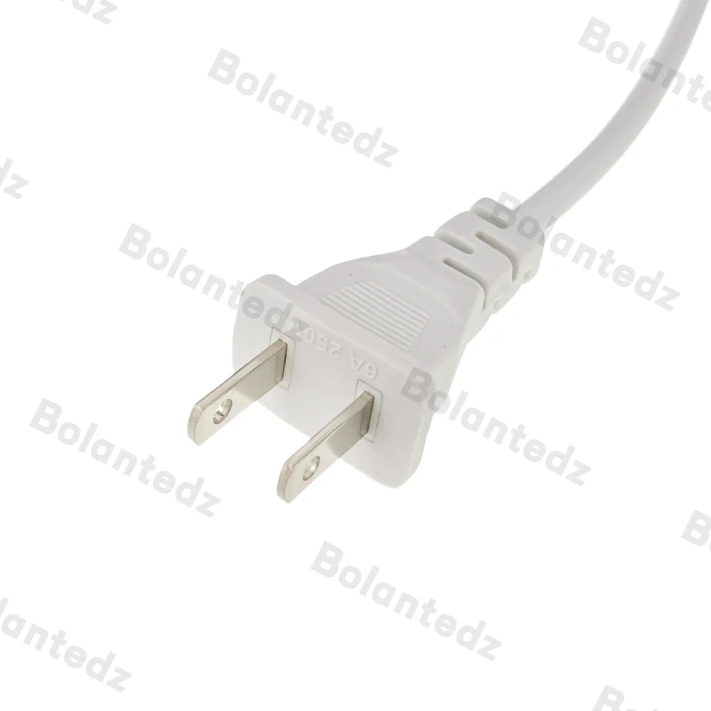 Witte 1,5 m Amerika 2-polige netsnoerkabel Slanke voedingskabel voor de meeste printers en laptops Wisselstroomadapters