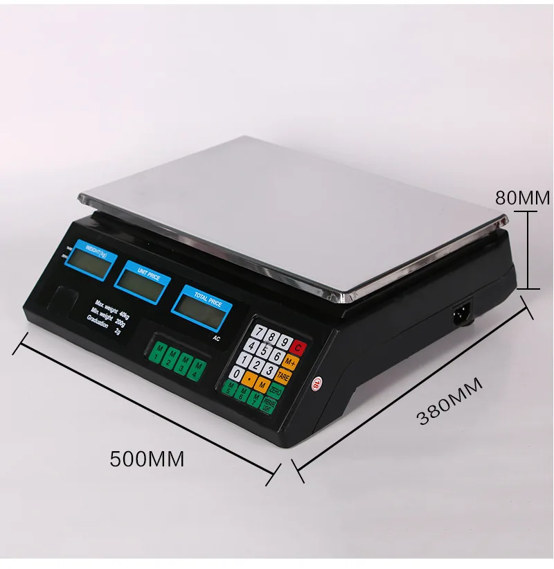 40KG Electronic Price Computing Scale Commercial  Price Scale Digital Scale LCD Backlight For Retail Store Restaurant Market