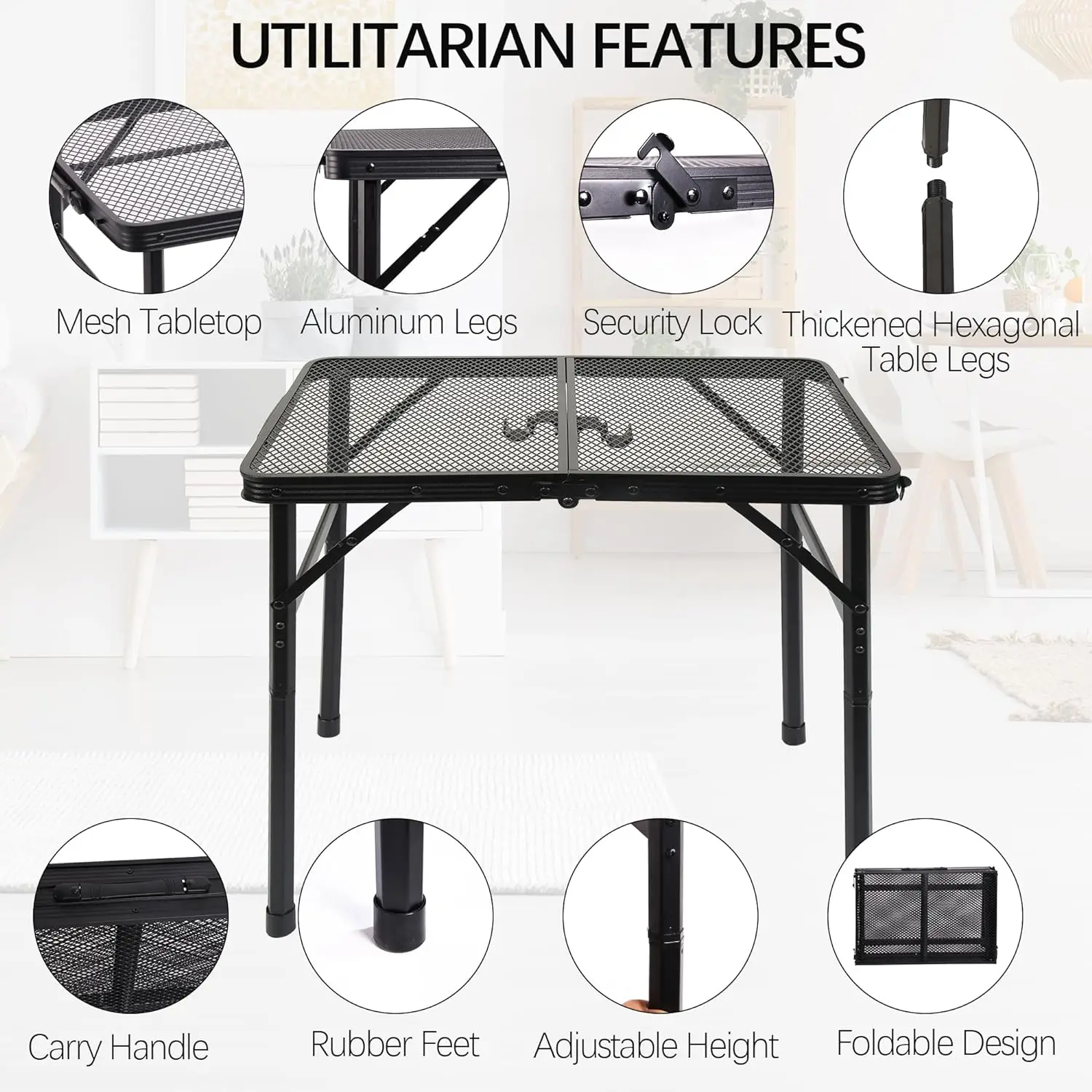 Portable Outdoor Folding Table Adjustable Height Camping Table Lightweight Aluminum Alloy Picnic Tables IGT Tactical Table