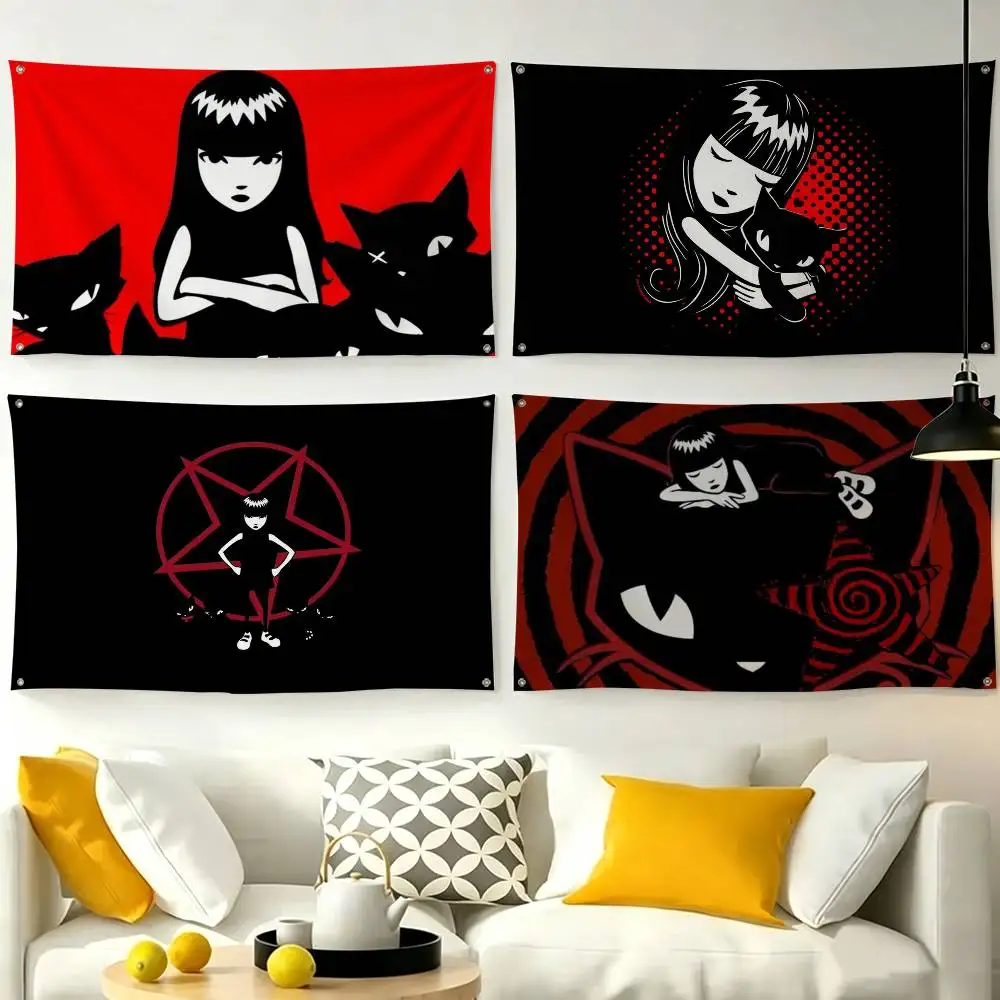 E-Emily the strange Flags Wall Hanging Tapestry Outdoor Garage Room Decorative flag Background Blanket