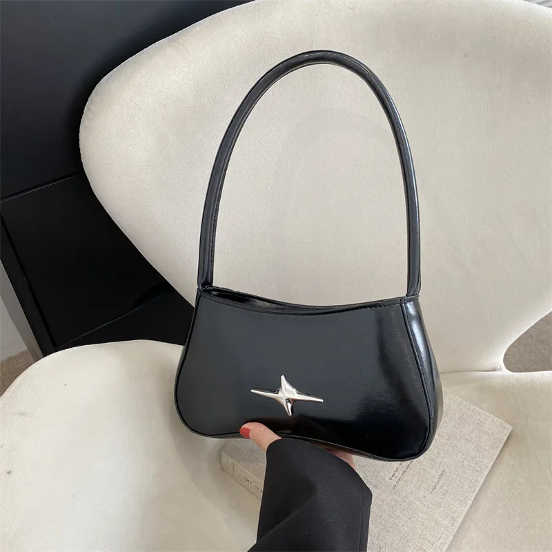 Patent Style Bag Western Style Texture 2023 Casual Autumn Popular Simplicity Fashion Hand Shoulder Underarm Bags for Woman