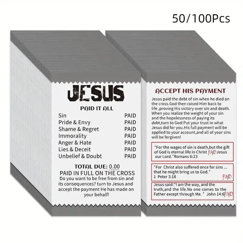 Gospel Booklet Card Set 50/100 Pcs Elegant Flat Illustration Postcard Poem Bookmark for  Holiday Gifting