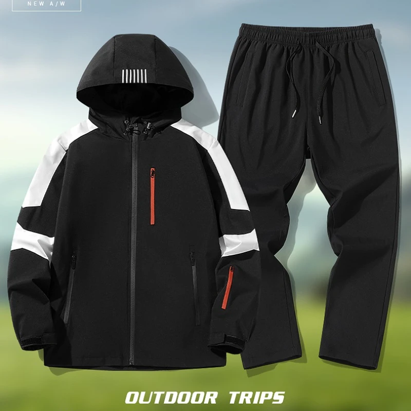 

Осенний мужской непромокаемый спортивный костюм, тренировочные комплекты для альпинизма на открытом воздухе, мужская одежда, ветрозащитная ветровка, куртка, брюки, комплекты костюмов