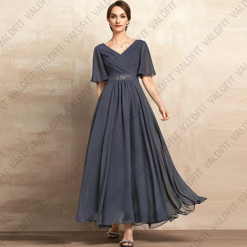 

Customized Ankle Length Stormy Blue Mother of the Bride Dresses for Wedding Party Dress vestido de festas elegante casamento