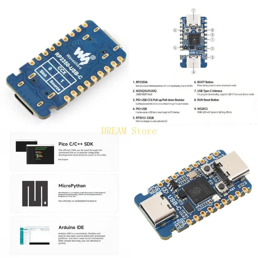 Effective RP2350A Control Board With double Cores And Multiple Connectors best sale